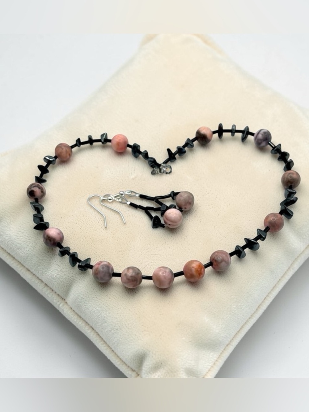 Matte Zebra Jasper Necklace Set